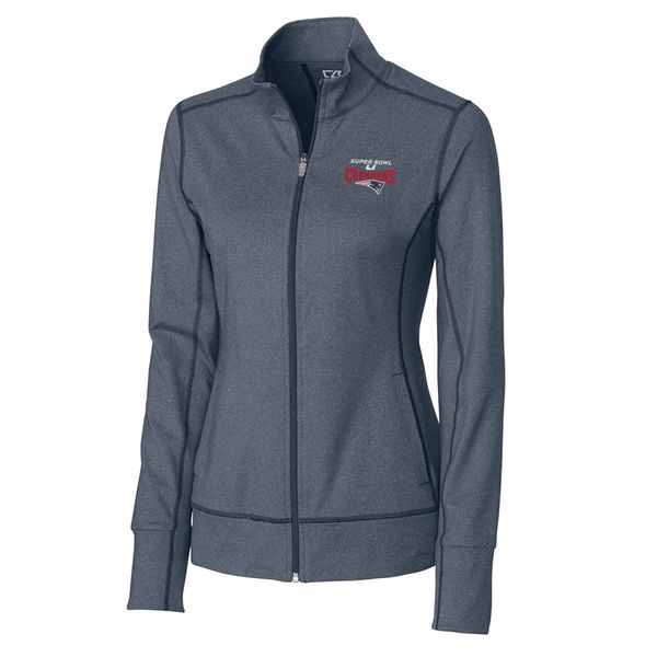 New England Patriots Cutter & Buck Women's Super Bowl LI Champions Topspin DryTec Full-Zip Jacket - Heathered Navy